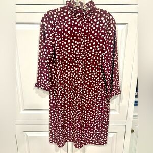 Beautiful Jude Connally Polka Dot Burgundy Dress